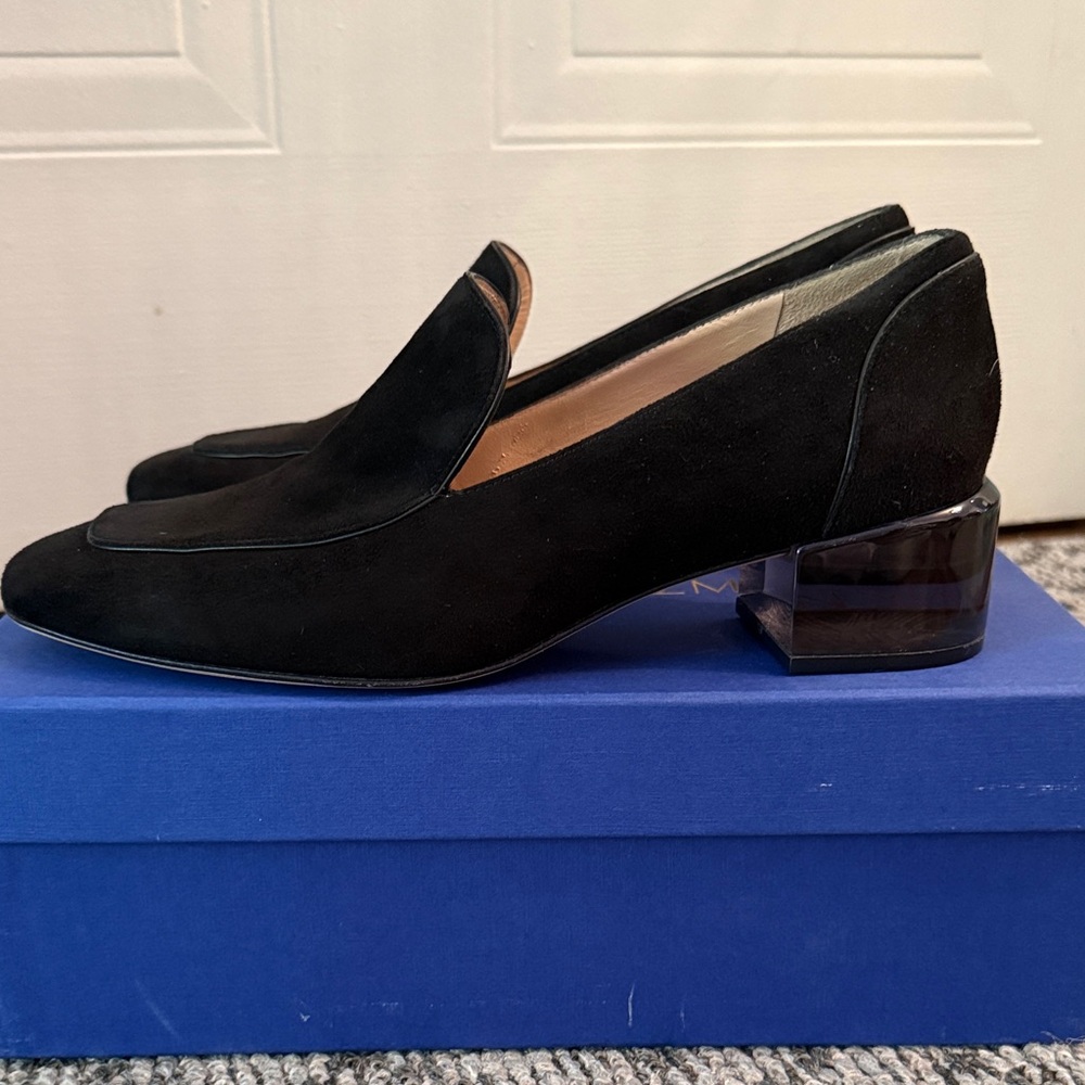 Stuart Weitzman Classic Black Suede Loafers - Picture 2 of 7